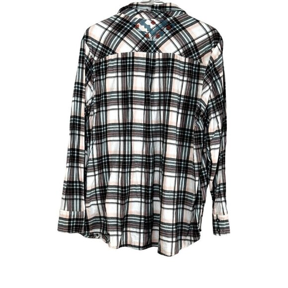 Ariat Plaid Top XL Black Western Cowgirl Rodeo Country Concert Rustic Honky Tonk - Picture 7 of 11